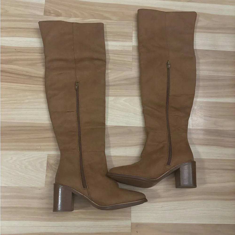 Seychelles Gifted Cognac Suede Leather Over-The-Knee Boots Size 7.5 New